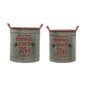 Galvanized Metal Buckets "Spruce Tops"