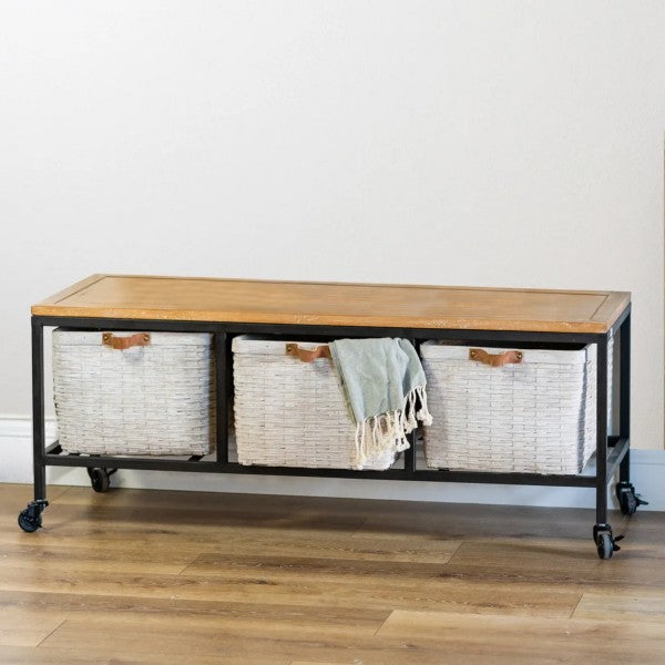 Metal and Wood Bench