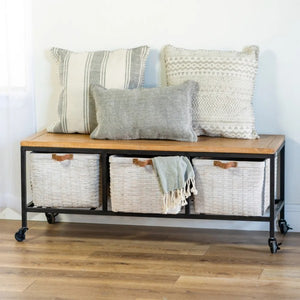 Metal and Wood Bench