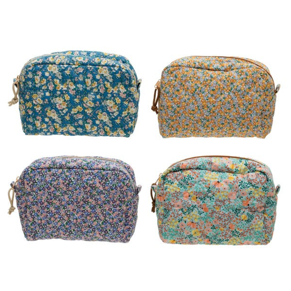 Quilted Cotton Floral Chintz Zip Pouch, 4 Styles