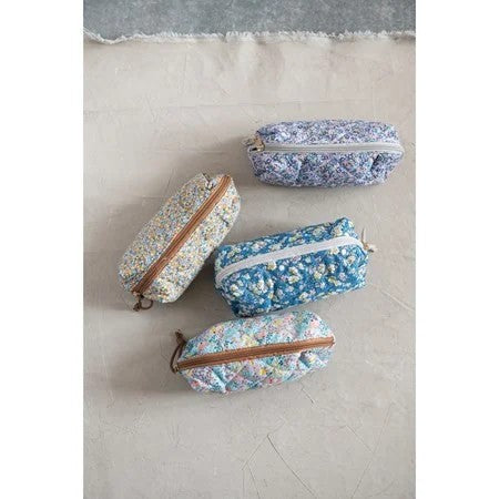 Quilted Cotton Floral Chintz Zip Pouch, 4 Styles