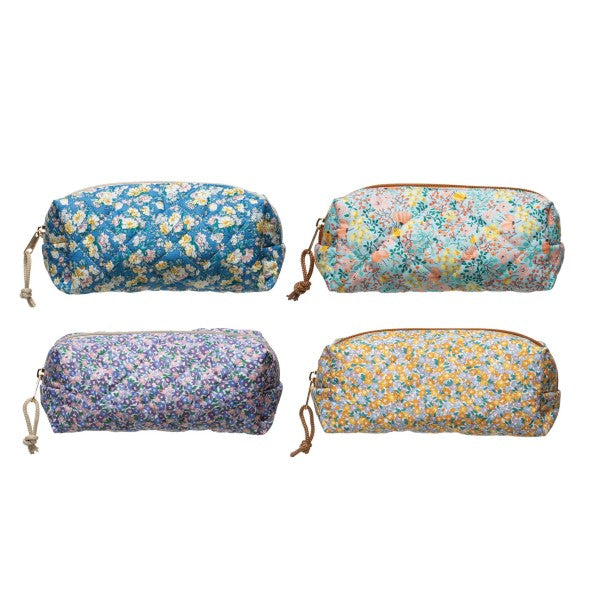 Quilted Cotton Floral Chintz Zip Pouch, 4 Styles