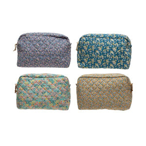Quilted Cotton Floral Chintz Zip Pouch, 4 Styles