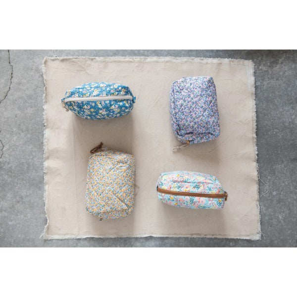 Quilted Cotton Floral Chintz Zip Pouch, 4 Styles