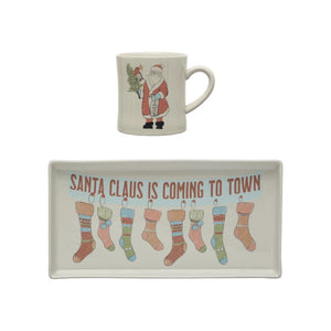 Santa Claus is Coming to Town Tray and Mug, Set of 2