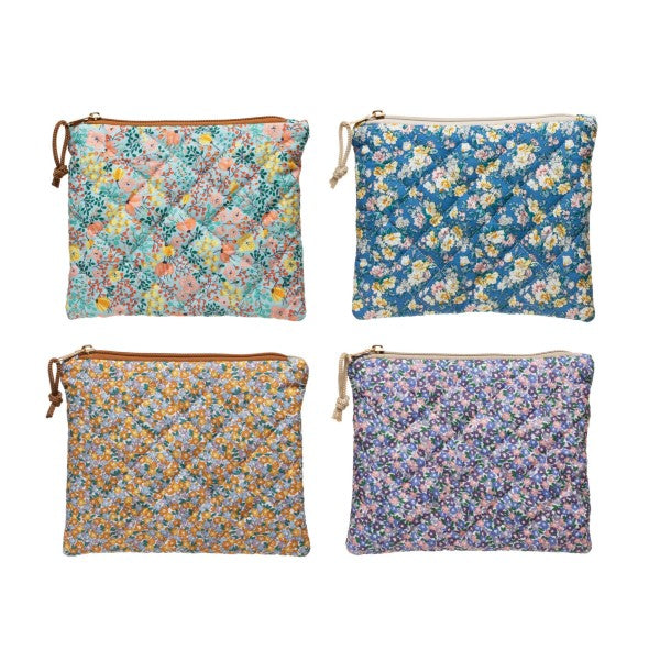 Quilted Cotton Floral Chintz Zip Pouch