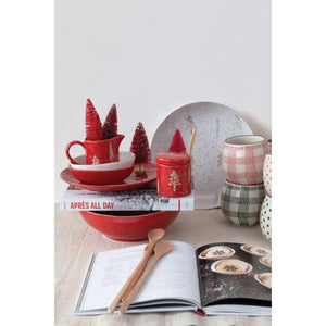Winter Hand-Stamped Stoneware Creamer and Sugar Set of 3