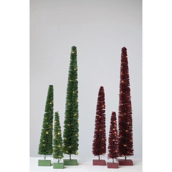 Rattan Tree with LED Lights and Wood Base