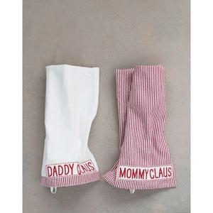 Cotton Tea Towel "Mommy/Daddy Claus", 2 Styles