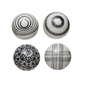Hand-Painted Stoneware Orb, Black/White, 4 Styles