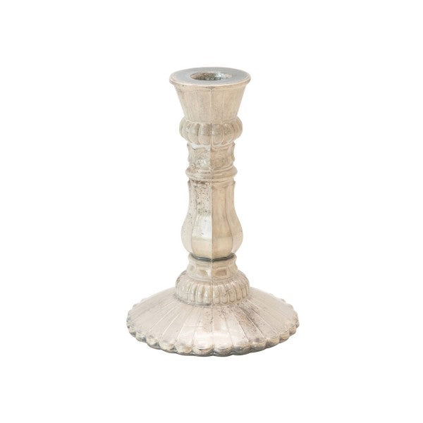 Glass and Metal Pillar Holder with Glaze