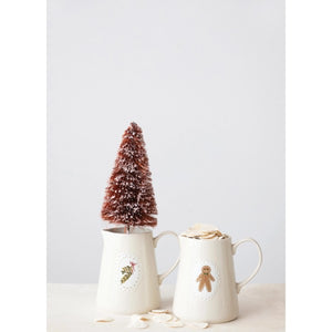 Stoneware Pitcher with Holiday Image