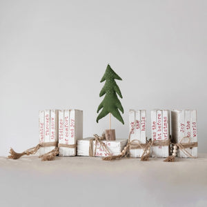Wood Block Faux Books with Holiday Saying, 6 Styles