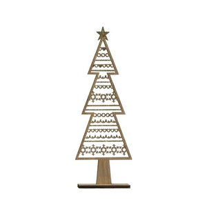 Laser Cut Wood Tree with Cutouts with Star