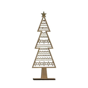 Laser Cut Wood Tree with Cutouts with Star