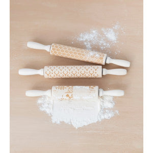 Holiday Carved Wood Rolling Pin