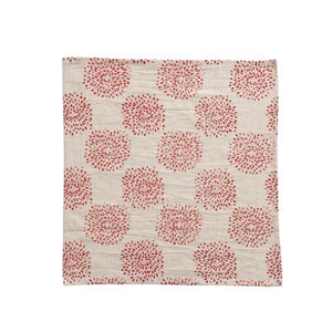 Napkins with Dot Print, Cream Color, Red and Pink, Set of 4