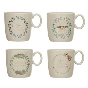 Stoneware Mug with Holiday Saying
