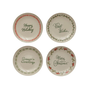 Plate with Holiday Greeting, Multi Color, 4 Styles