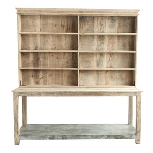 2-Piece Wood and Metal Hutch and Shelves