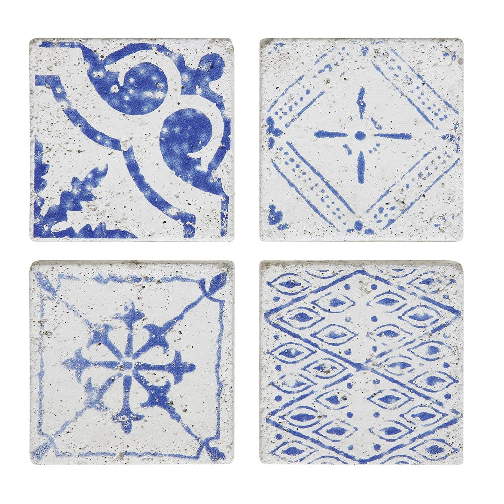 Pops of Blue Tile Coasters - Small Town Home & Decor