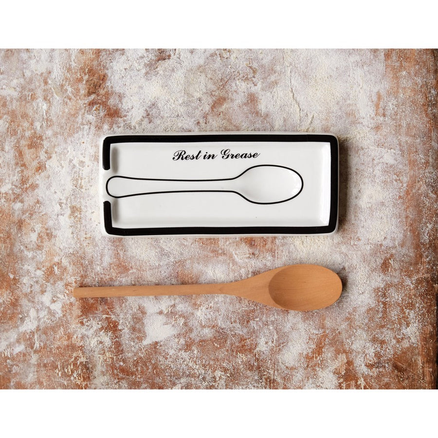 Stoneware Spoon Rest "Rest In Grease"