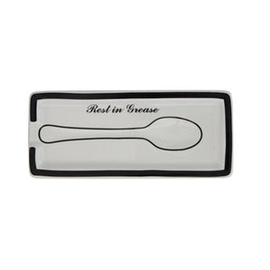 Stoneware Spoon Rest "Rest In Grease"