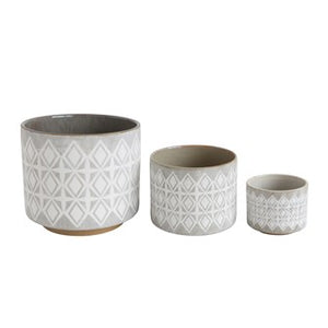 Gray Geo Stoneware Pots