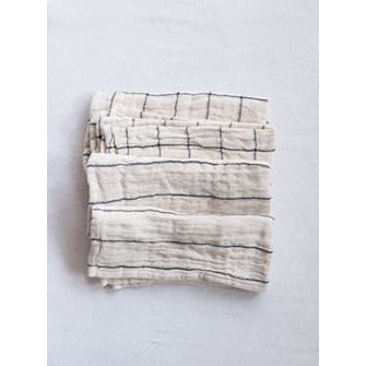 Cotton Napkins with Plaid & Stripes