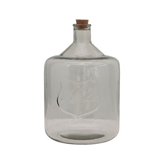 Recycled Glass Bottle with Cork & Embossed "No"