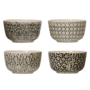 Hand-Stamped Stoneware Bowls