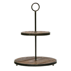 Wood & Metal 2-Tier Tray