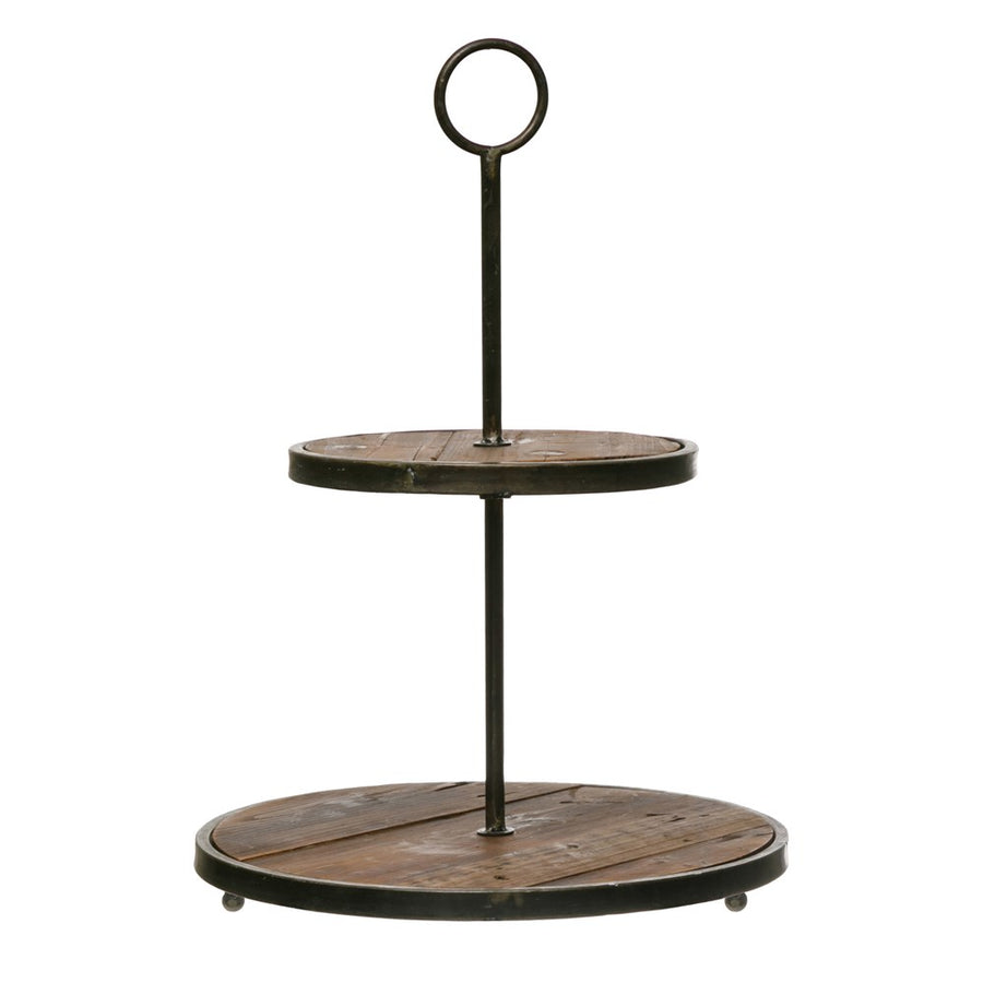 Wood & Metal 2-Tier Tray