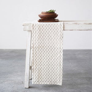 Floral Grey & Cream Table Runner