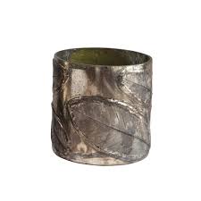 Embossed Mercury Glass Candle Holder with Leaves