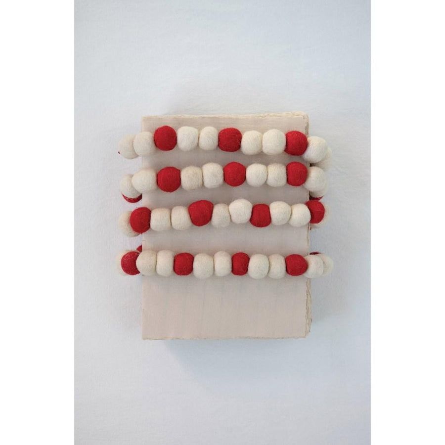 Red & White Wool Felt Ball - Garland