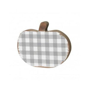 Checkered Wooden Pumpkins - Grey
