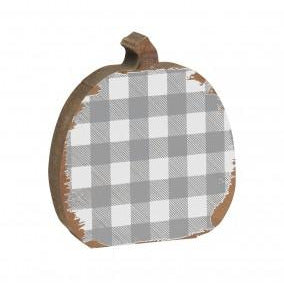 Checkered Wooden Pumpkins - Grey