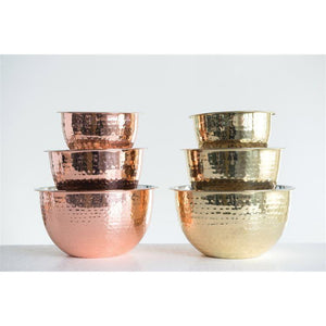 Hammered Stainless Steel Bowls (Set of 3)