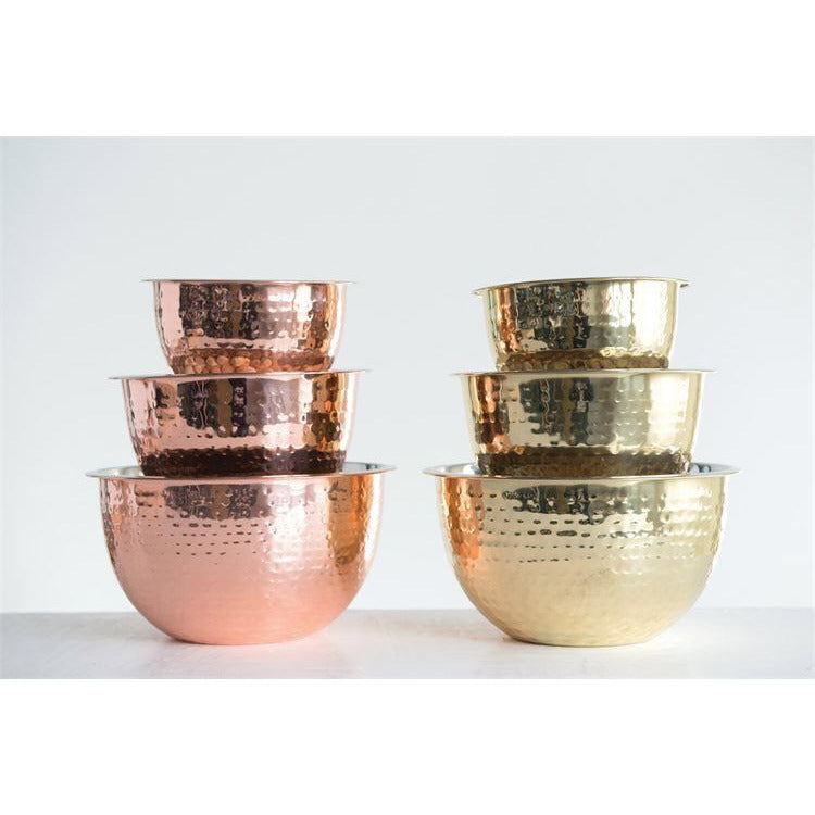 Hammered Stainless Steel Bowls (Set of 3)
