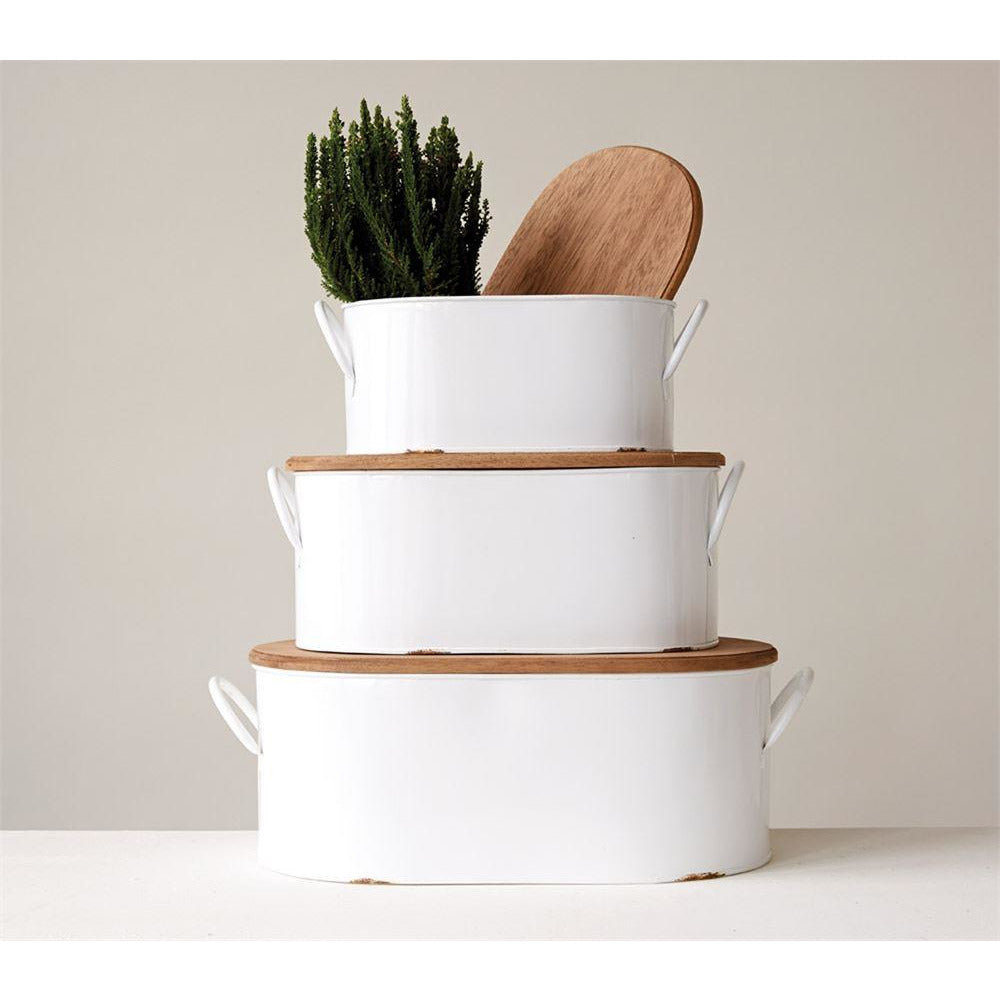 Decorative Metal Boxes with Wood Lid