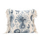 Stonewashed Pillow with Ikat Pattern and Tassels