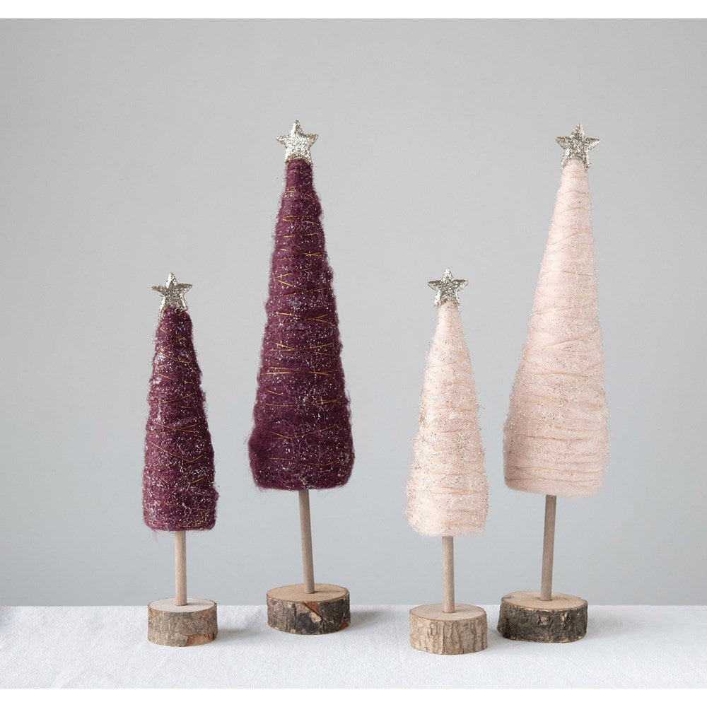 Sugar Plum Wool Sparkle Trees