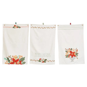 Merry Christmas Cotton Slub Tea Towel, 3 Styles