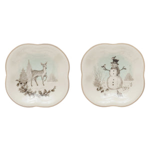 Winter Scene Pedestal Dish